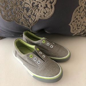 Cat & Jack Slip on Gray/Lime green shoes, Size 10
